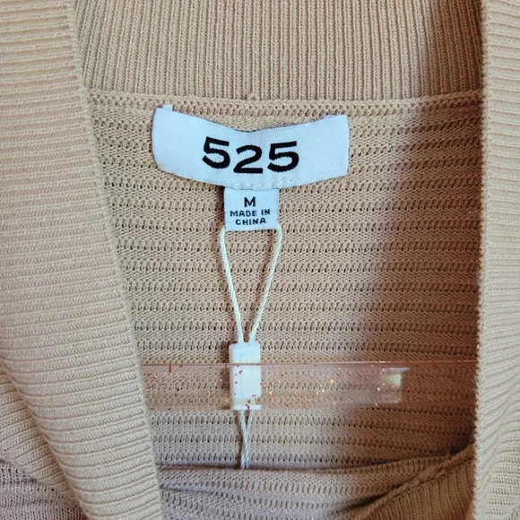 Revolve, 525 America New Latte Ribbed Mock Neck Stretch Knit Top Size Medium - Picture 8 of 10